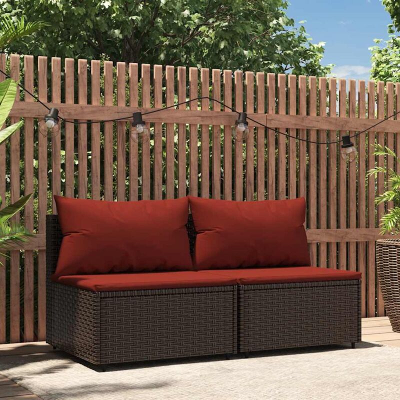 foto del prodotto divani centrali da giardino con cuscini 2pz polyrattan marrone vidaxl 579031