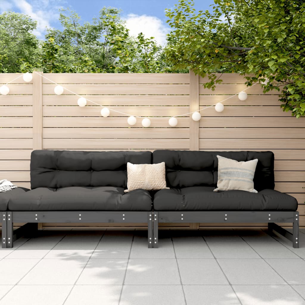 foto del prodotto divani centrali giardino 2pz grigi 120x80cm massello pino