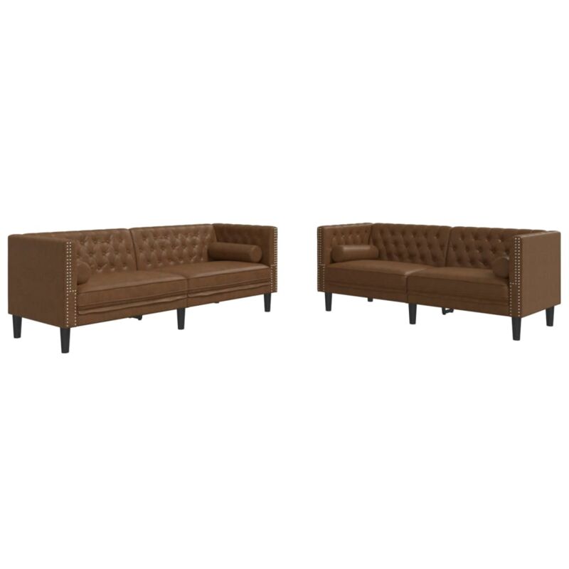 foto del prodotto divani chesterfield 2pz cuscini marrone similpelle scamosciata vidaxl