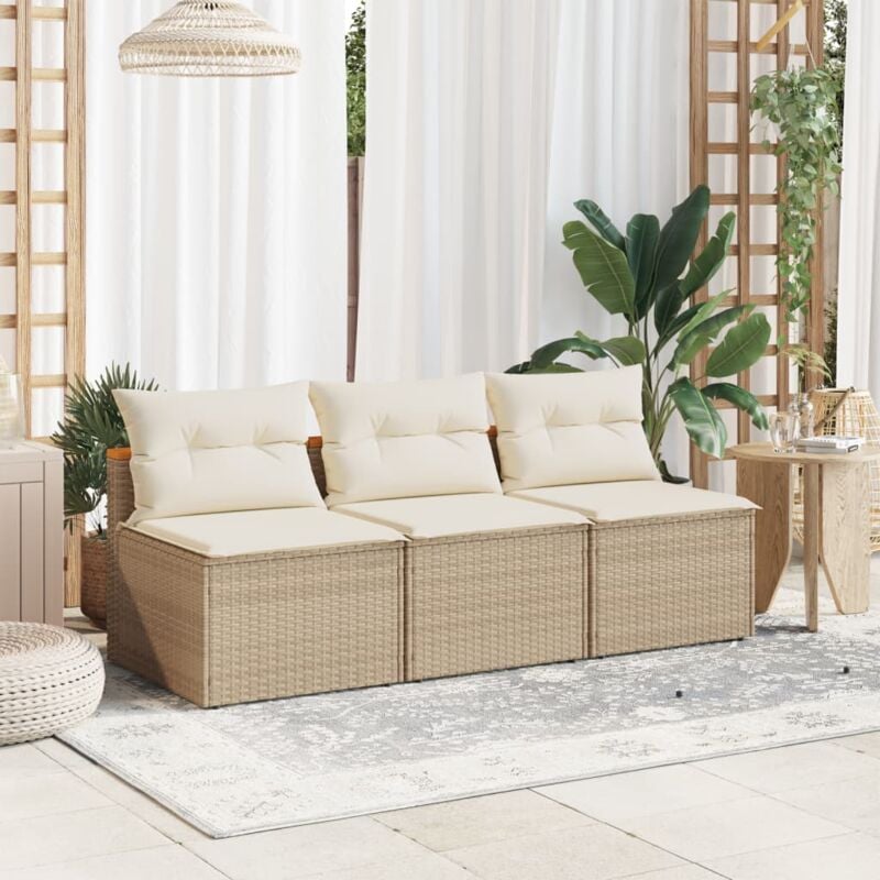 foto del prodotto divani giardino senza braccioli con cuscini 2 beige polyrattan vidaxl