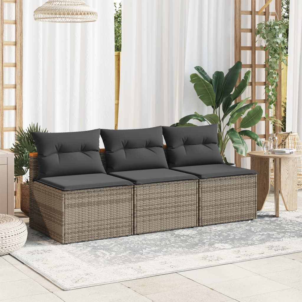 foto del prodotto divani giardino senza braccioli con cuscini 2 grigi polyrattan