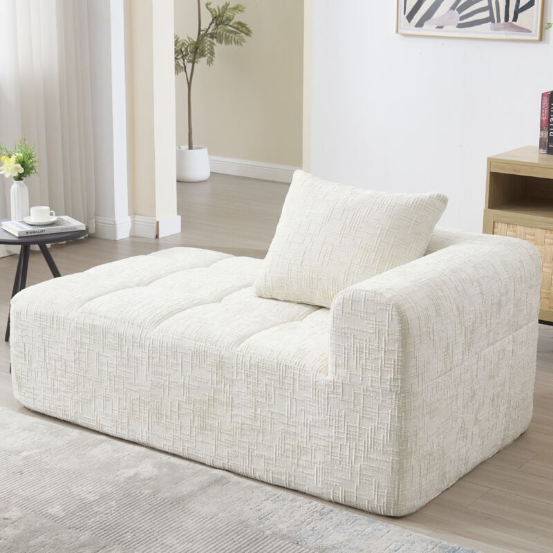 foto del prodotto divani, poltrona con cuscini, tessuto ciniglia, beige, divano dritto, divano 1 posti, 158x90x60cm