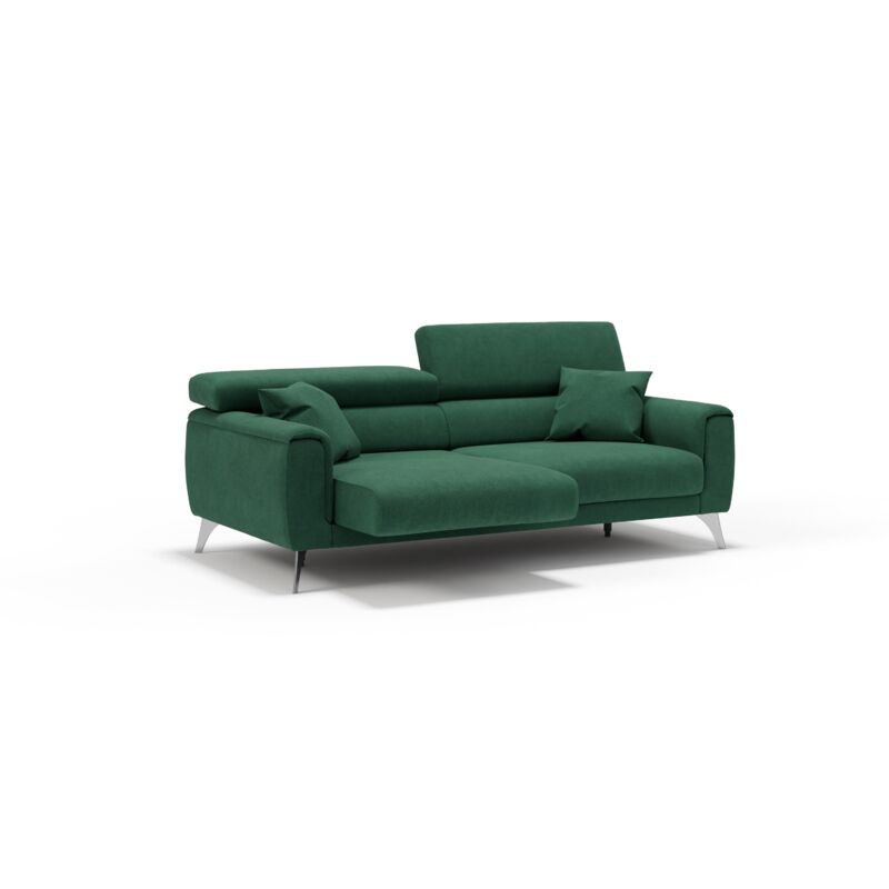 foto del prodotto divani.store caravaggio divano con sedute allungabili e poggiatesta reclinabili in tessuto impermeabile t02 169 cm verde
