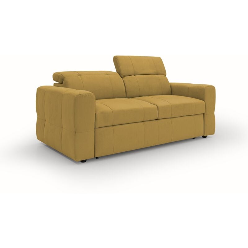 foto del prodotto divani.store kronos divano con estraibile e poggiatesta reclinabili in morbida microfibra impermeabile t11 193 cm giallo
