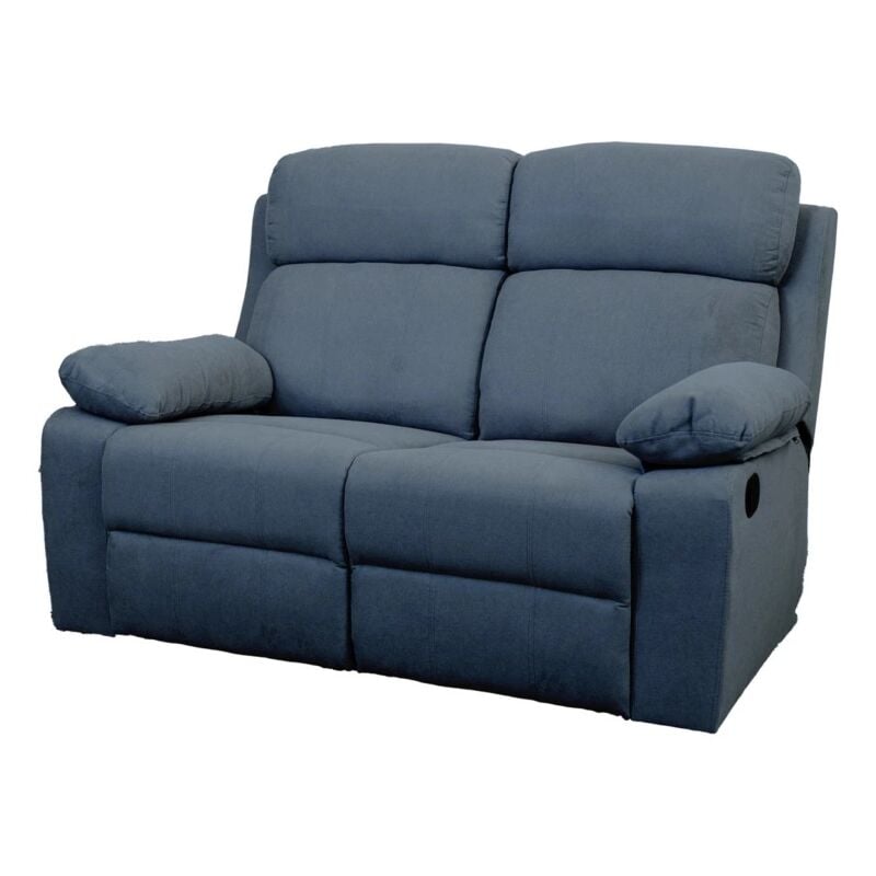 foto del prodotto divano 2 posti bellahome annika con recliner manuale in tessuto blu, 145x93x101 cm