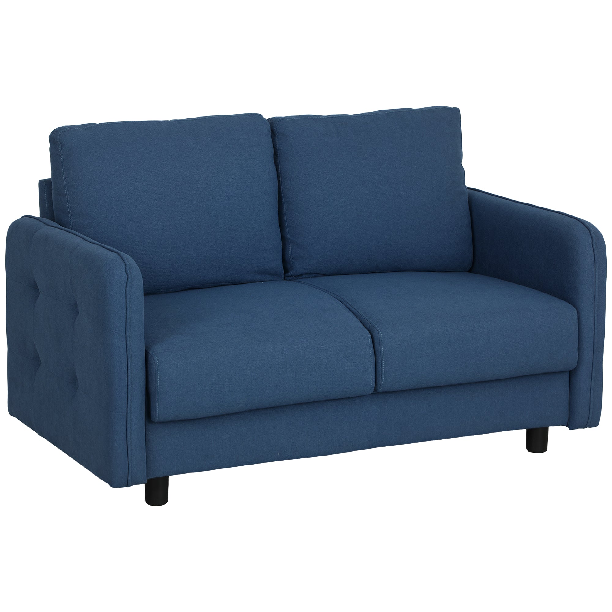 foto del prodotto divano 2 posti con cuscini sfoderabili e molle a s 136x75x84 cm in velluto blu