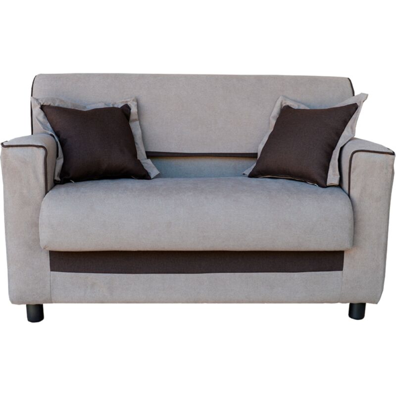 foto del prodotto divano 2 posti grigio bordino marrone tessuto sfoderabile 130 cm nairobi