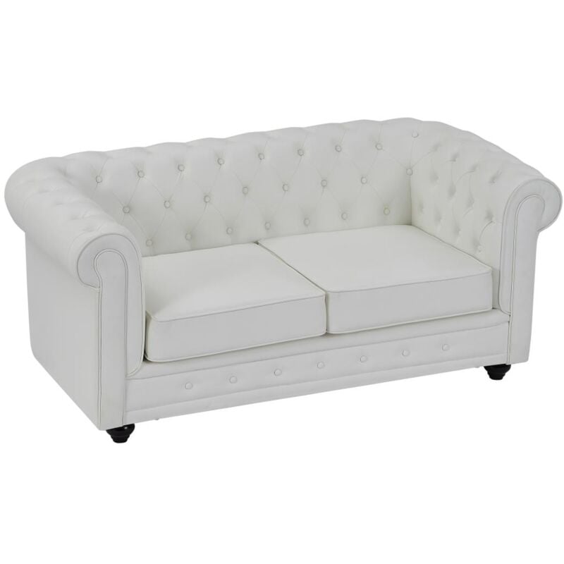 foto del prodotto divano 2 posti in similpelle bianco chesterfield