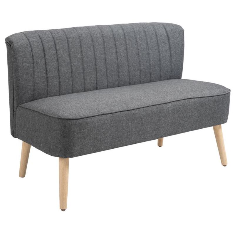 foto del prodotto divano 2 posti moderno in tessuto rigato 117 x 56.5 x 77 cm grigio scuro