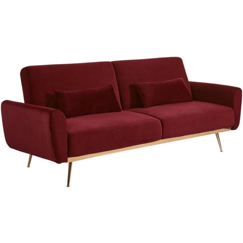 foto del prodotto divano 3 posti clic clac in velluto bordeaux - launei