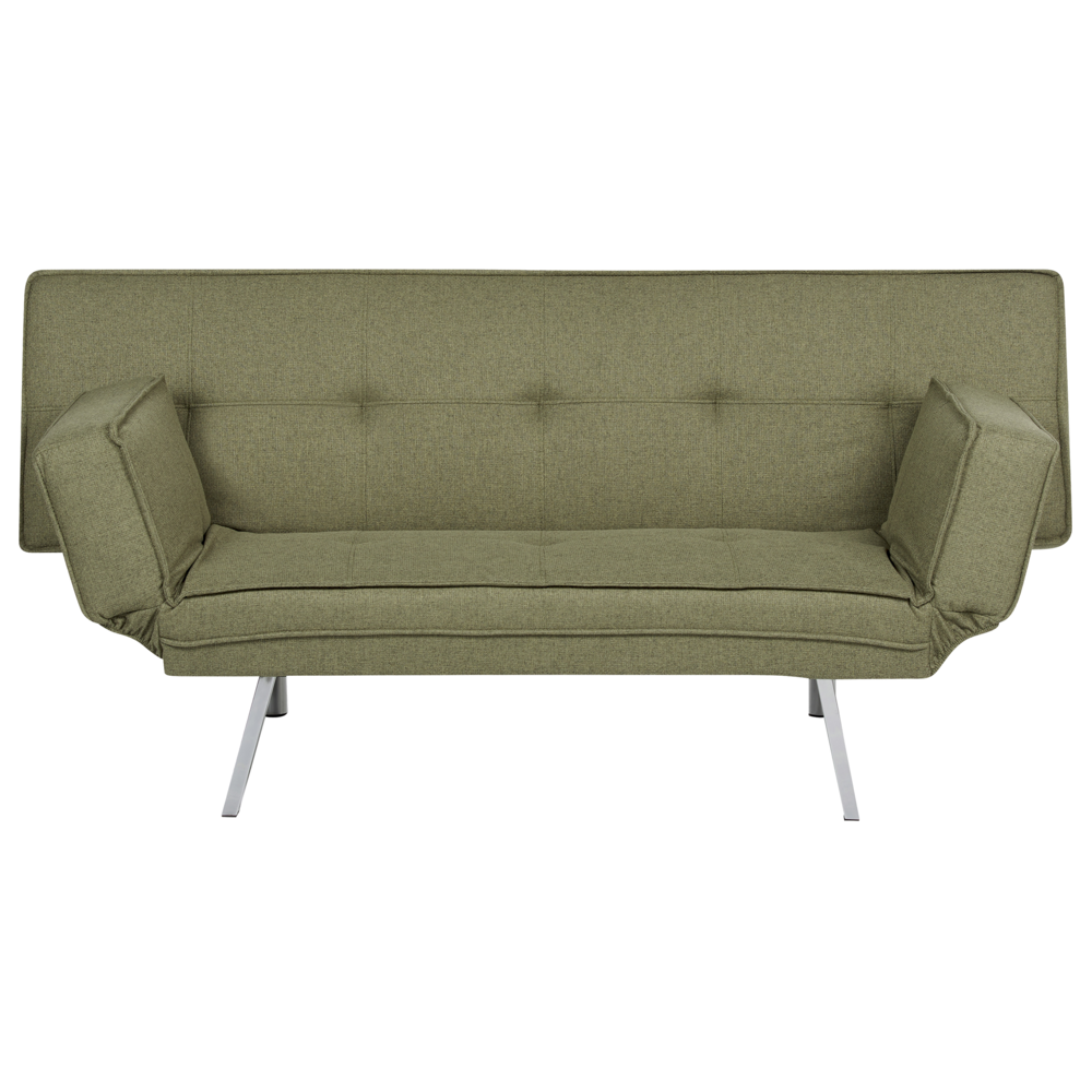 foto del prodotto divano 3 posti con braccioli regolabili e schienale reclinabile in tessuto verde stile moderno