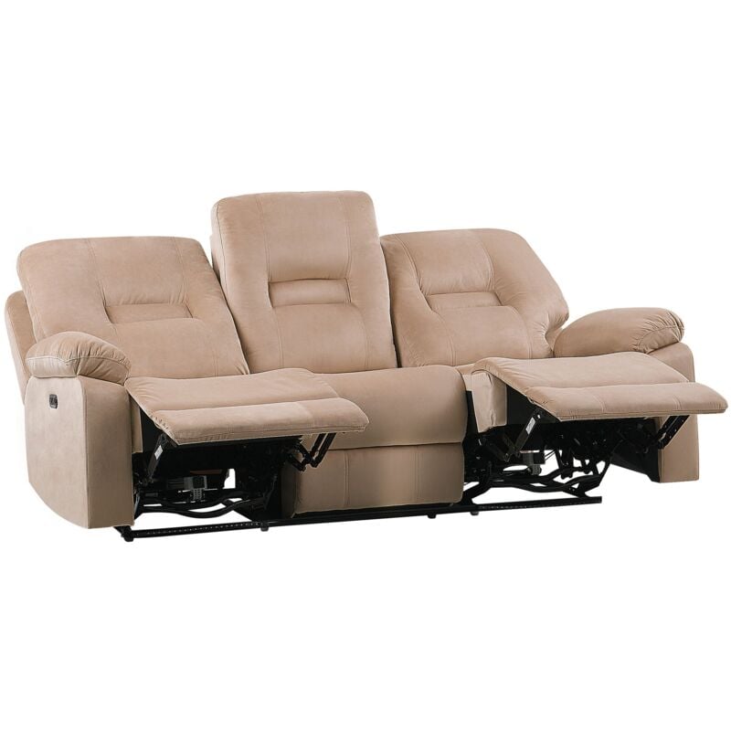 foto del prodotto divano 3 posti reclinabile in velluto beige con led e porta usb bergen