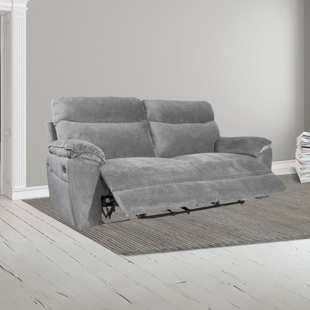 foto del prodotto divano 3 posti recliner elettrico tessuto grigio boston 200x100x102h