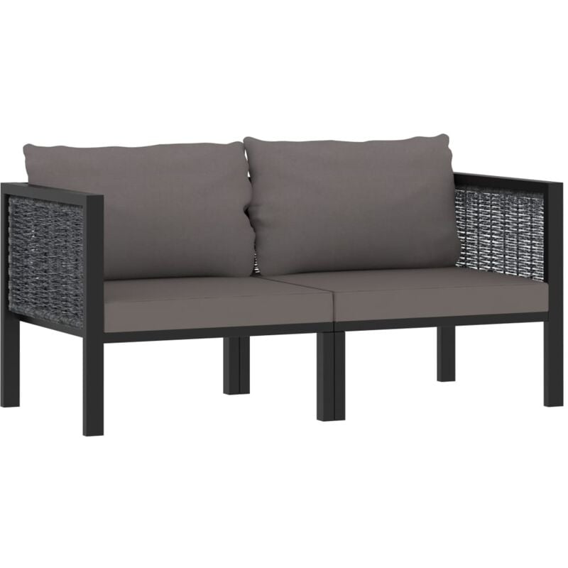 foto del prodotto divano a 2 posti con cuscini antracite in polyrattan vidaxl