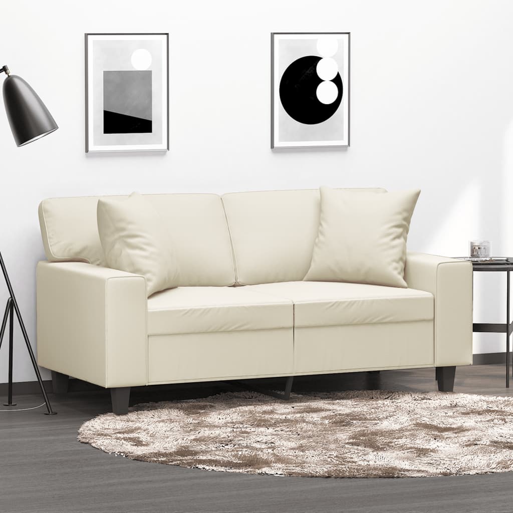 foto del prodotto divano a 2 posti con cuscini crema 120 cm in similpellecod mxl 118938