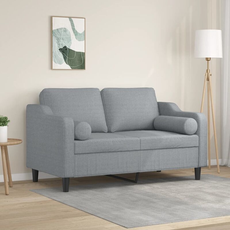 foto del prodotto divano a 2 posti con cuscini grigio chiaro 120 cm in tessuto vidaxl