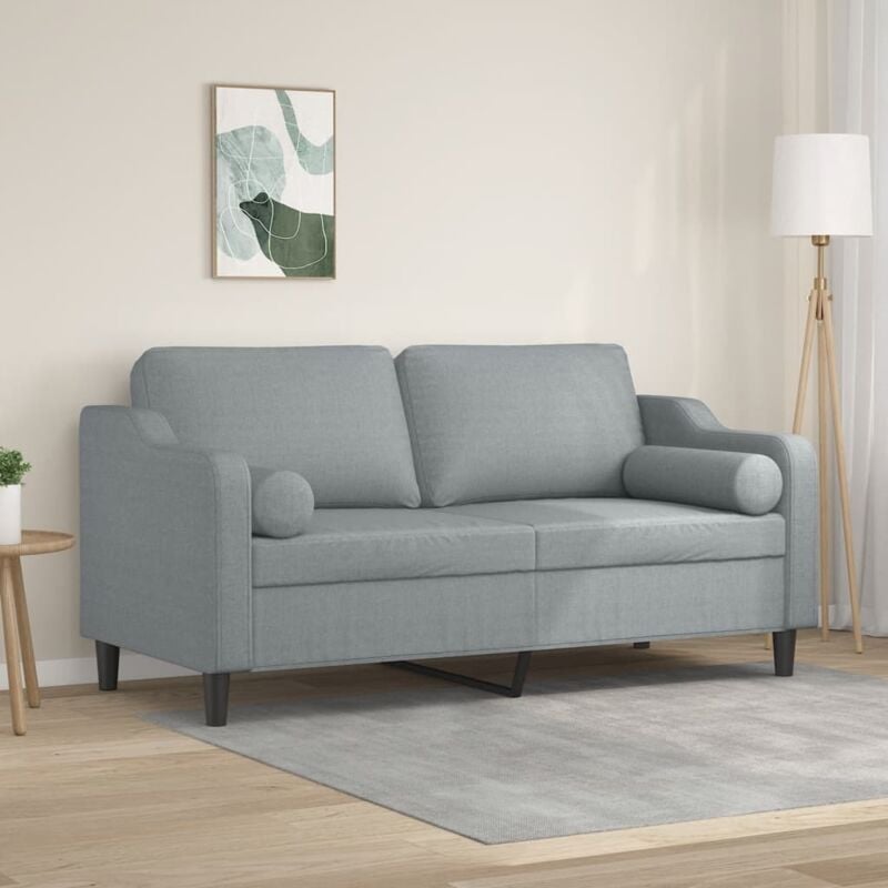 foto del prodotto divano a 2 posti con cuscini grigio chiaro 140 cm in tessuto vidaxl