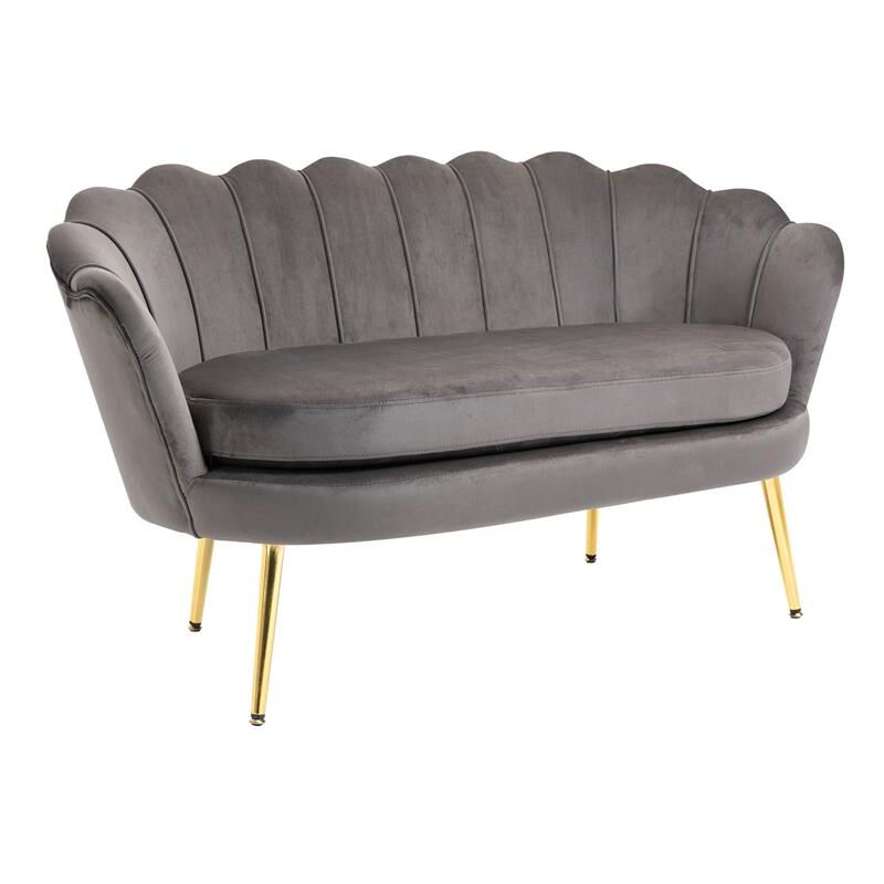 foto del prodotto divano a 2 posti conchiglia in velluto 130 x 63 x 73 cm grigio scuro