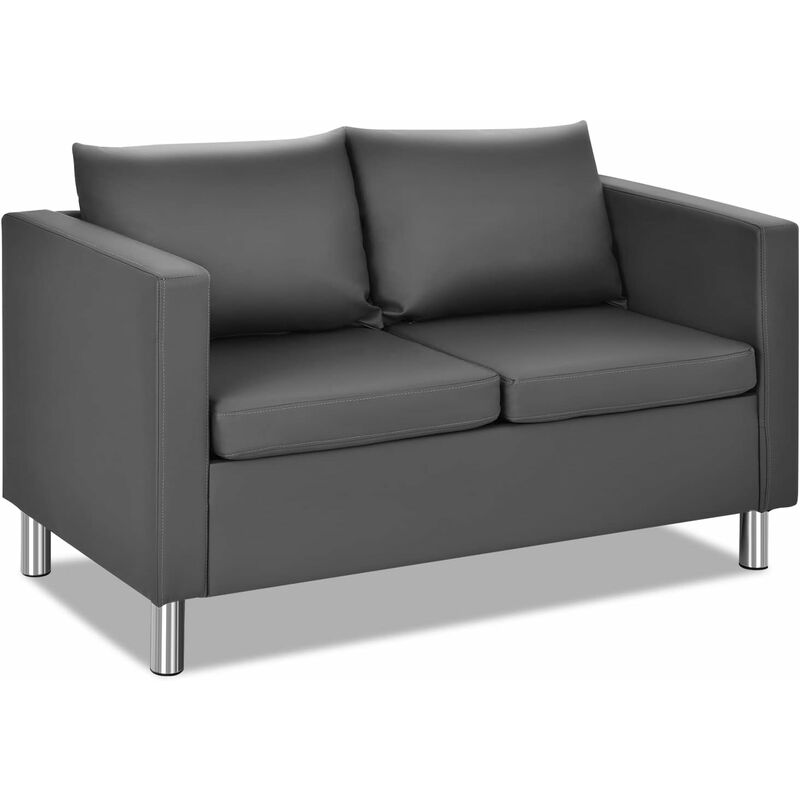 foto del prodotto divano a 2 posti da soggiorno, design ergonomico con 2 cuscini lombari, divano elegante con gambe galvanizzate per casa e ufficio divano m1 
