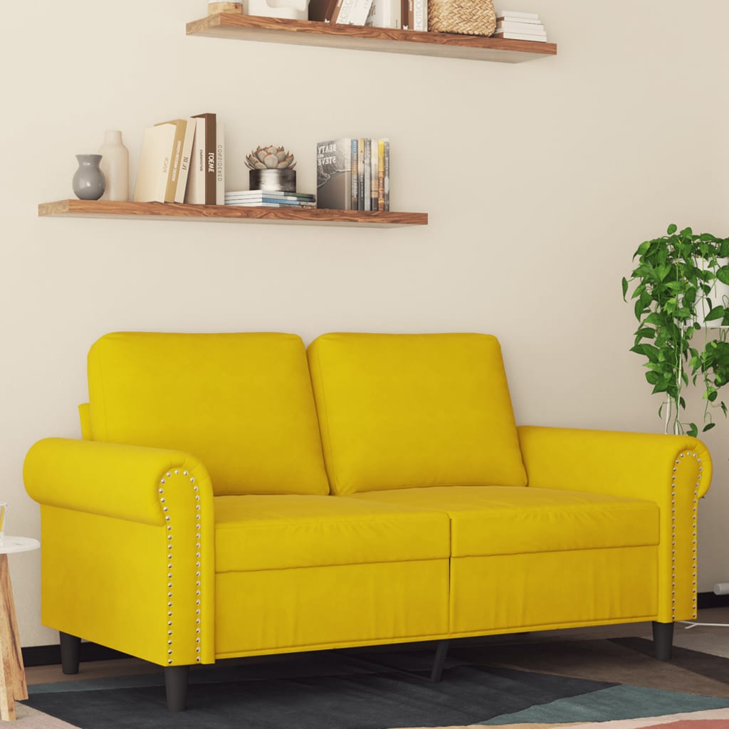 foto del prodotto divano a 2 posti giallo 120 cm in vellutocod mxl 86736