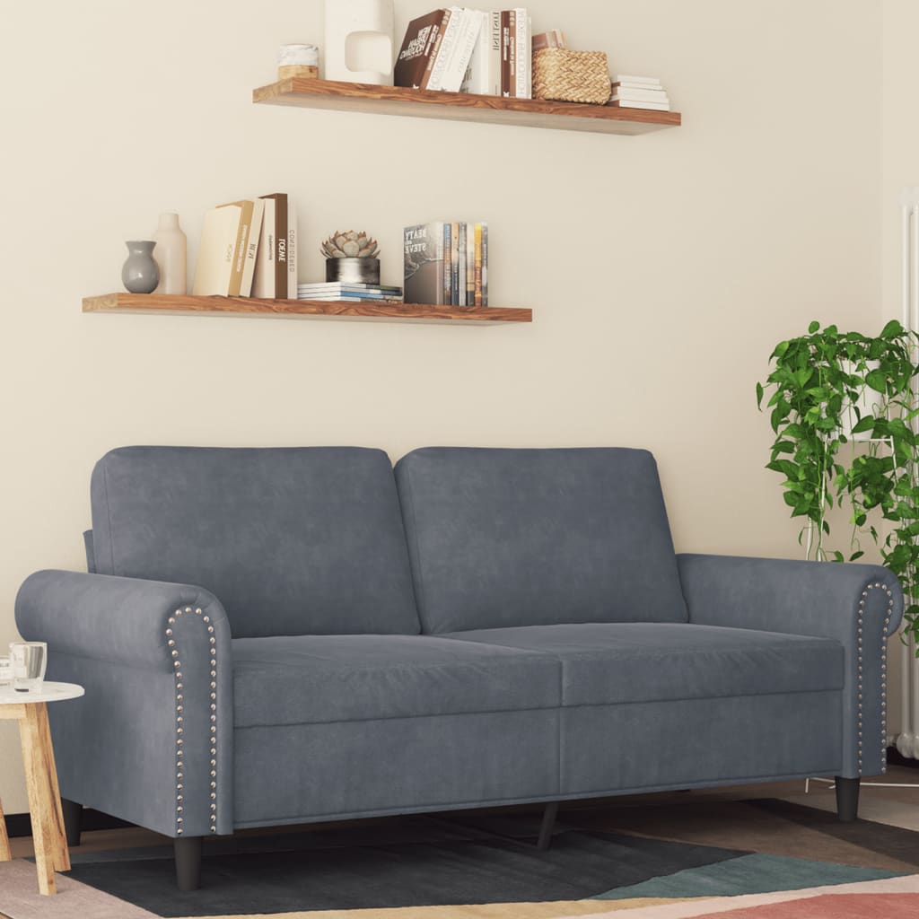 foto del prodotto divano a 2 posti grigio scuro140 cm in vellutocod mxl 107311