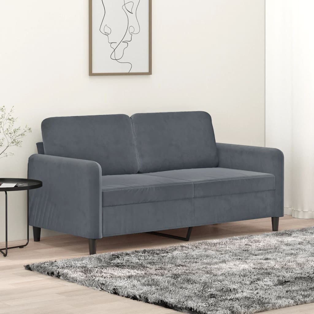 foto del prodotto divano a 2 posti grigio scuro140 cm in vellutocod mxl 83299