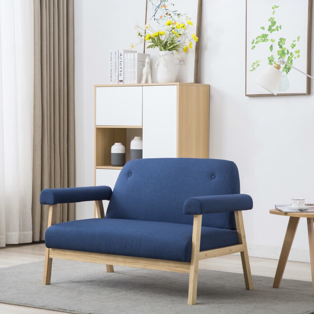foto del prodotto divano a 2 posti in tessuto blu cod mxl 16459