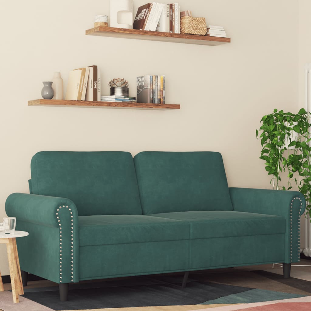 foto del prodotto divano a 2 posti verde scuro 140 cm in vellutocod mxl 83998