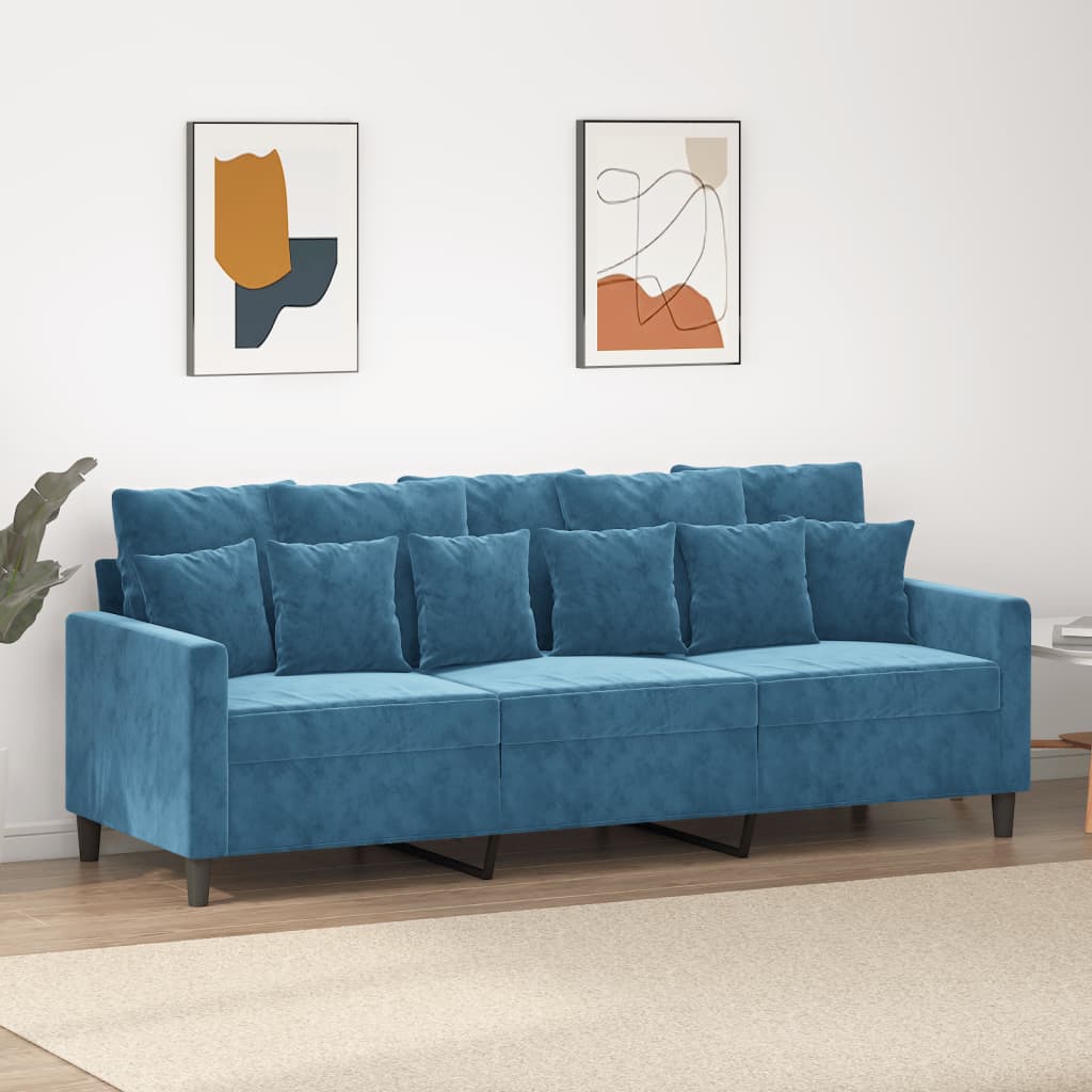foto del prodotto divano a 3 posti blu 180 cm in vellutocod mxl 133084