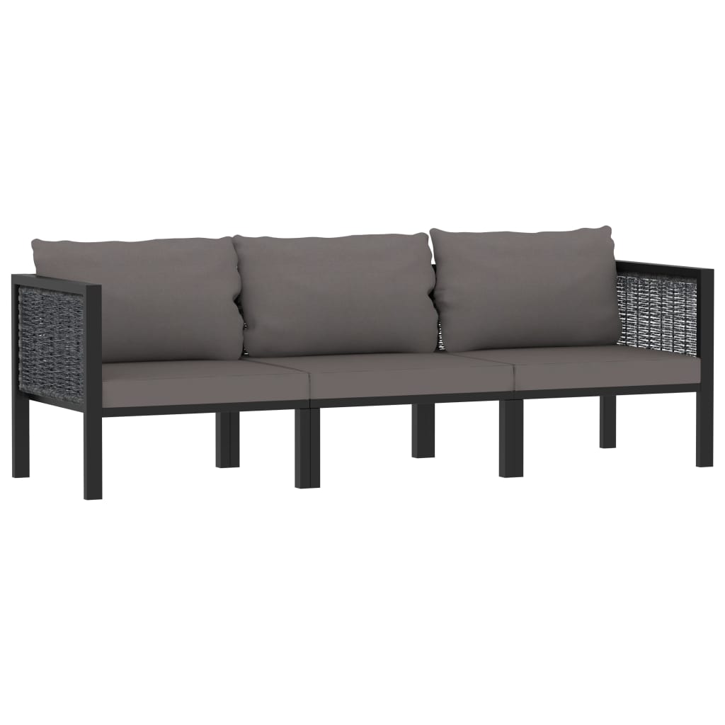 foto del prodotto divano a 3 posti con cuscini antracite in polyrattan cod mxl 39663