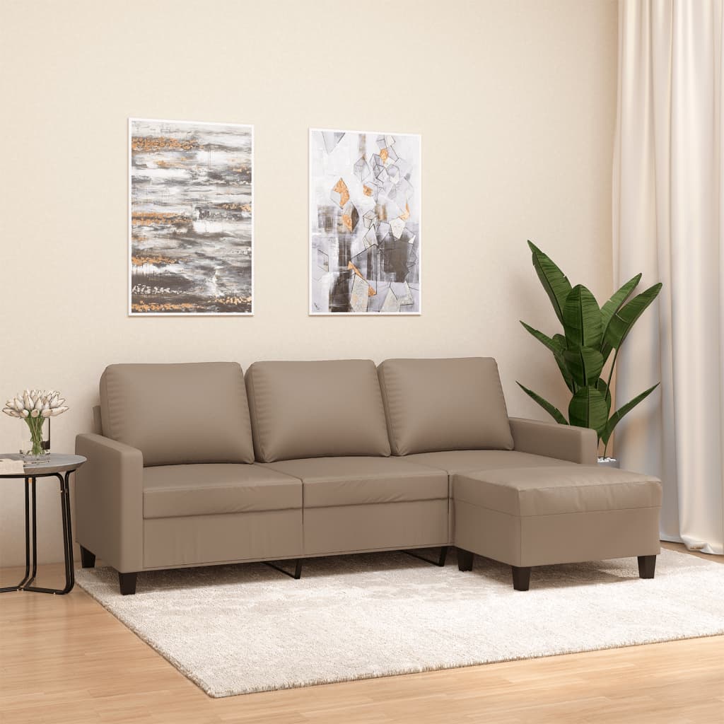 foto del prodotto divano a 3 posti con poggiapiedi cappuccino 180cm in similpellecod mxl 95005