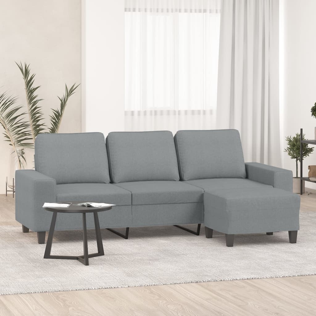 foto del prodotto divano a 3 posti con poggiapiedi grigio chiaro 180cm in tessutocod mxl 96778