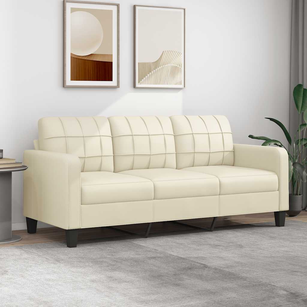foto del prodotto divano a 3 posti crema 180 cm in similpellecod mxl 126535