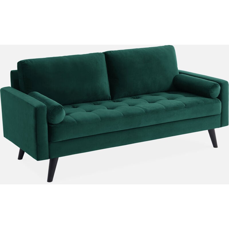 foto del prodotto divano a 3 posti, gambe in legno, verde inglese