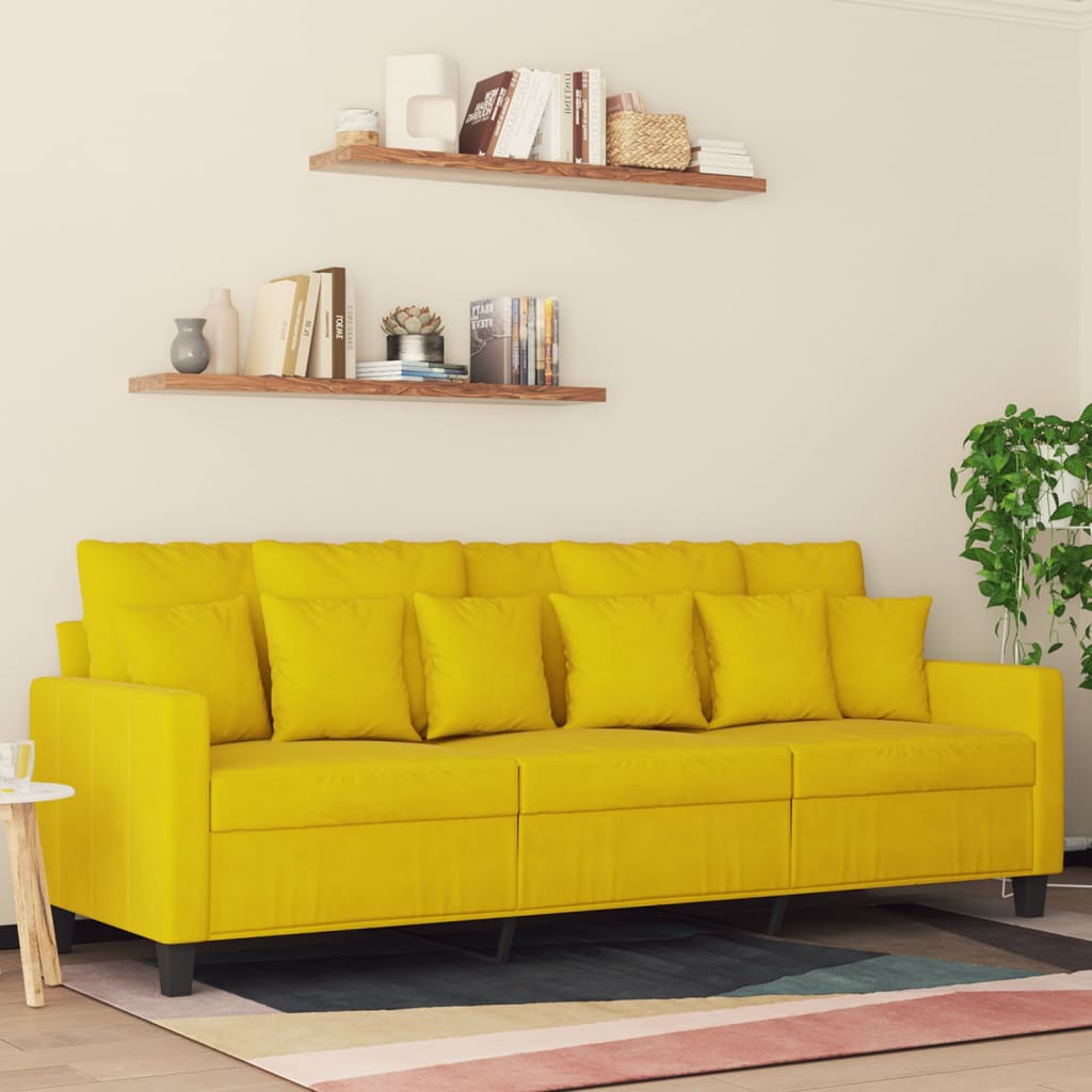 foto del prodotto divano a 3 posti giallo 180 cm in vellutocod mxl 109116