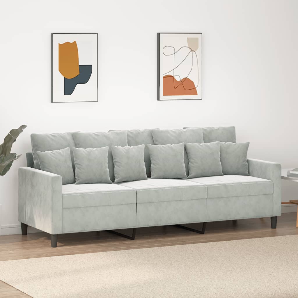 foto del prodotto divano a 3 posti grigio chiaro 180 cm in vellutocod mxl 83240