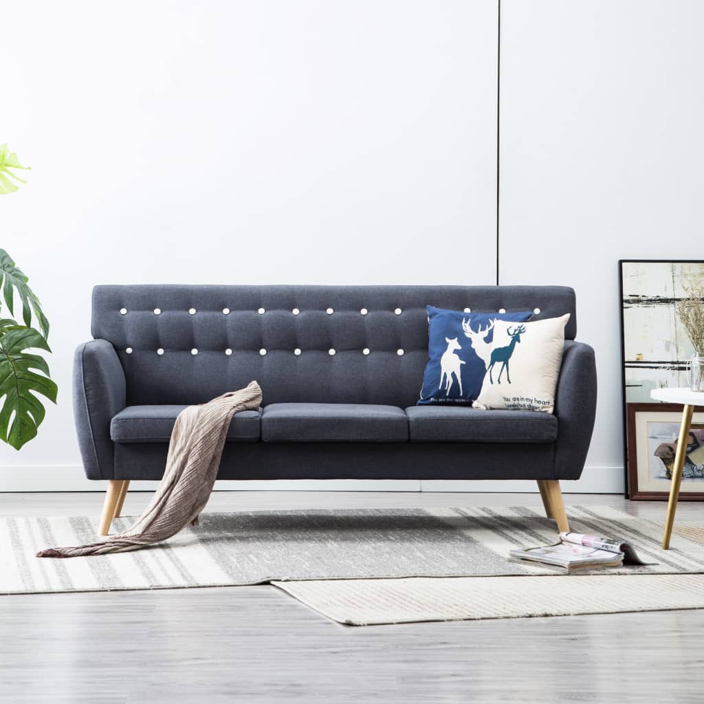 foto del prodotto divano a 3 posti imbottito in stoffa 172x70x82cm grigio scuro
