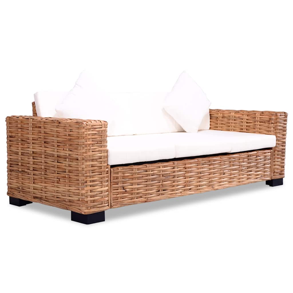foto del prodotto divano a 3 posti in rattan naturale cod mxl 11897