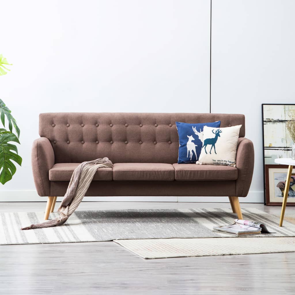 foto del prodotto divano a 3 posti in stoffa imbottito 172x70x82cm marrone cod mxl 23121