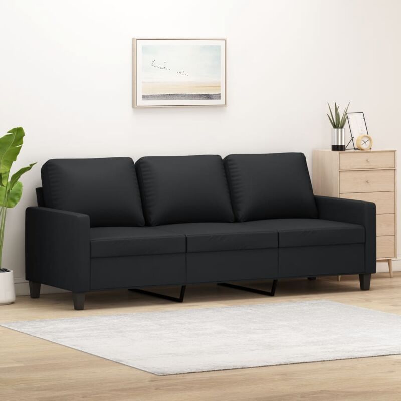 foto del prodotto divano a 3 posti nero 180 cm in similpelle vidaxl
