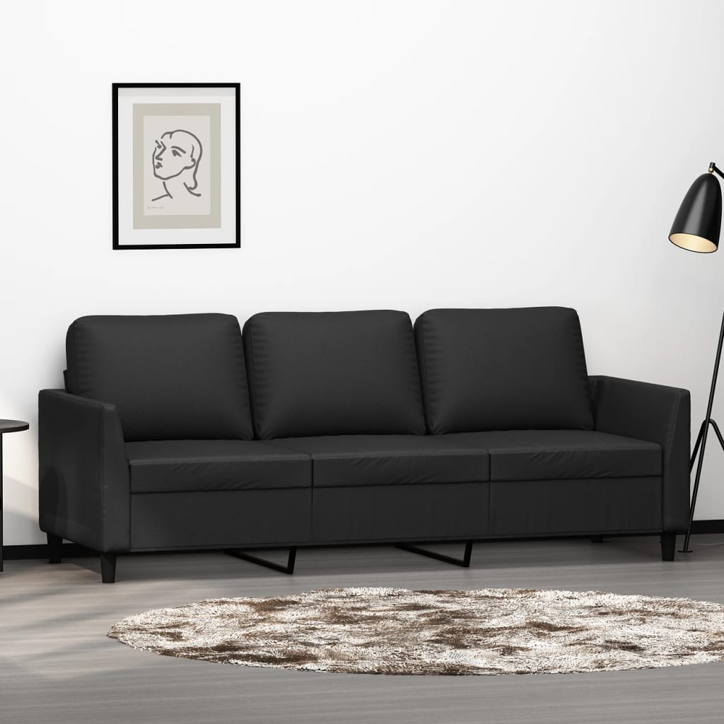 foto del prodotto divano a 3 posti nero 180 cm in similpellecod mxl 107150