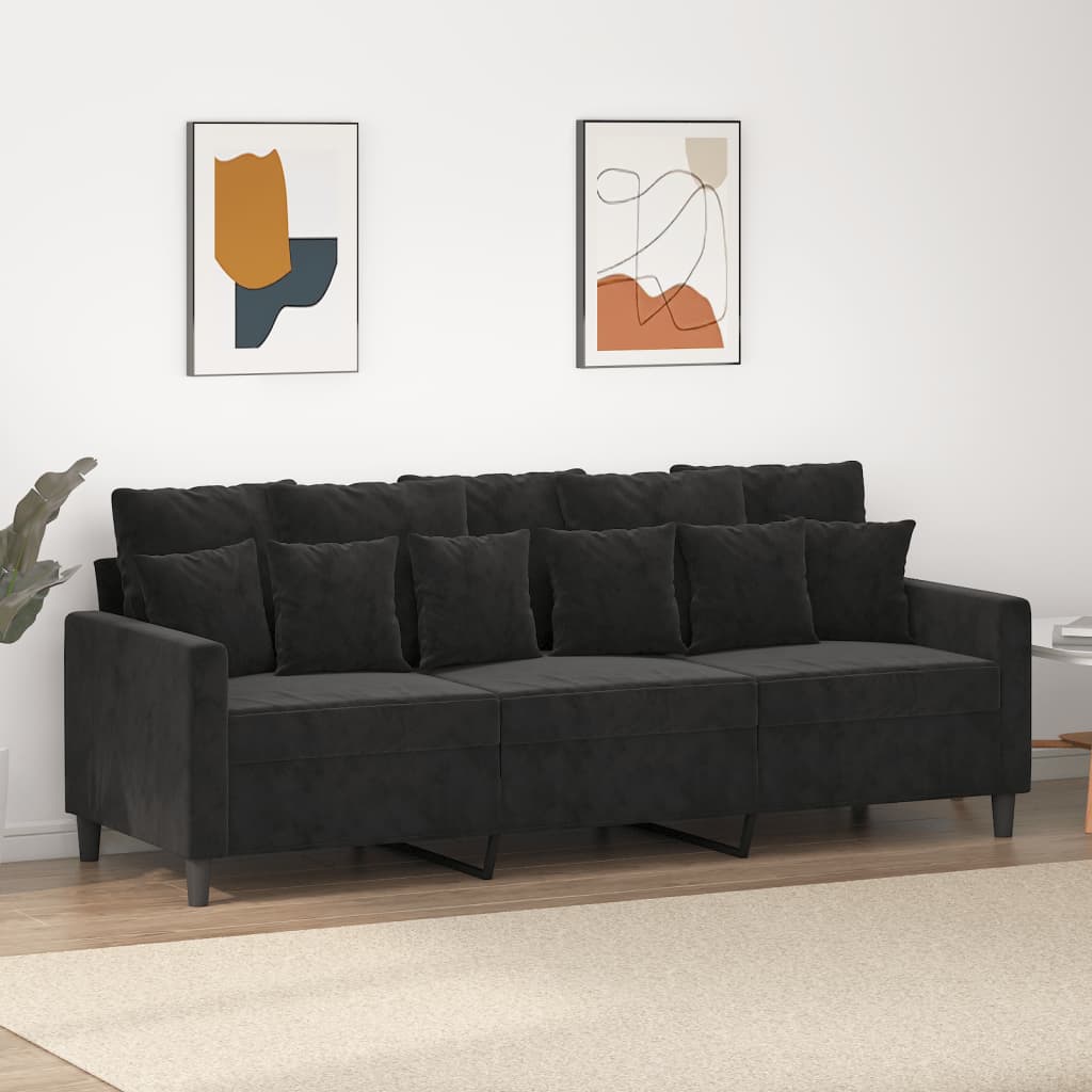 foto del prodotto divano a 3 posti nero 180 cm in vellutocod mxl 83239