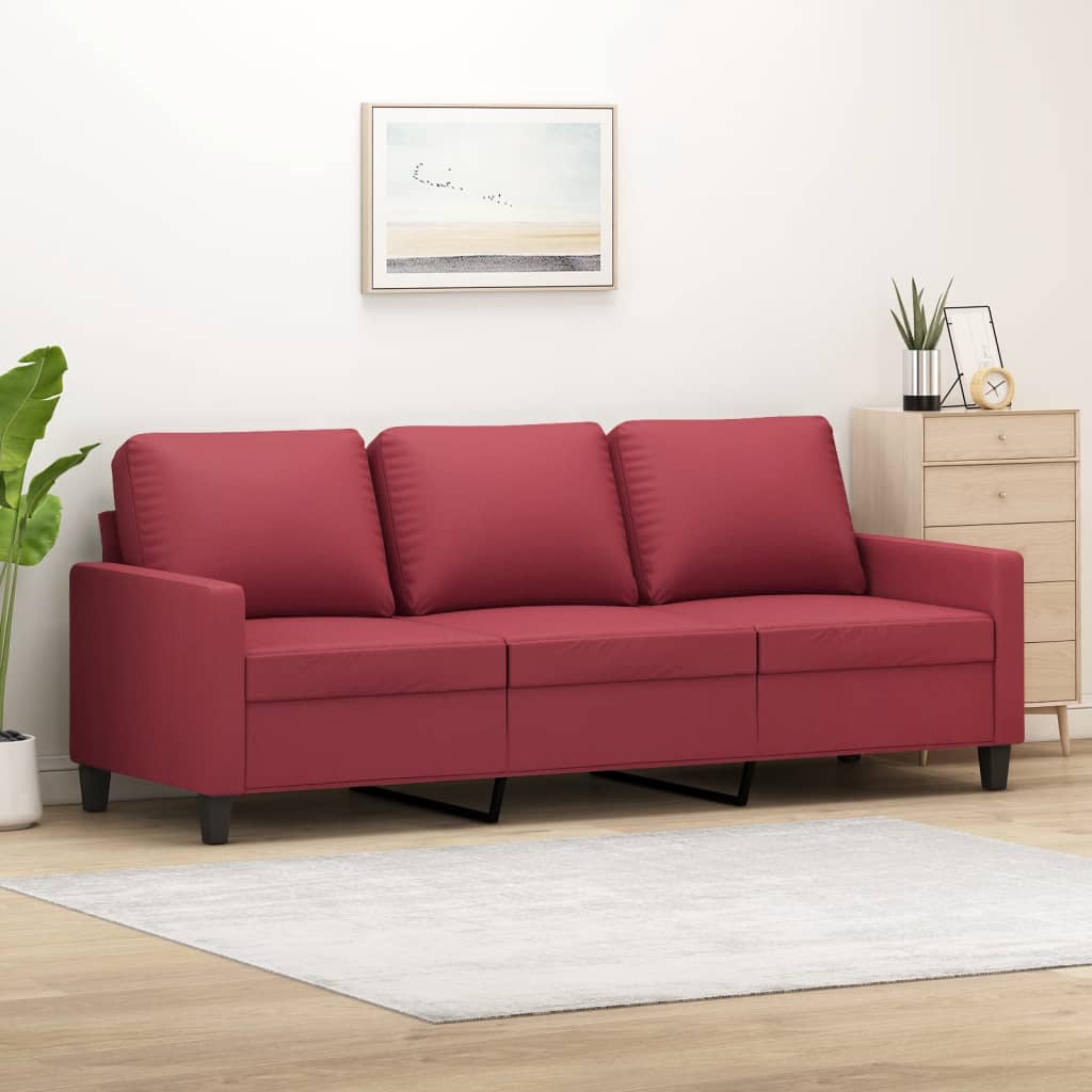 foto del prodotto divano a 3 posti rosso vino 180 cm in similpellecod mxl 104167