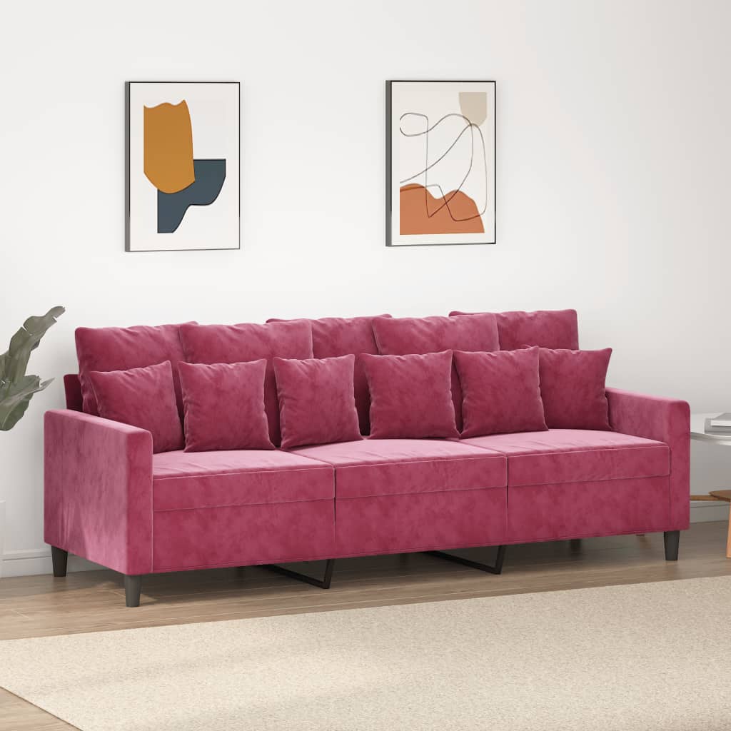 foto del prodotto divano a 3 posti rosso vino 180 cm in vellutocod mxl 133086