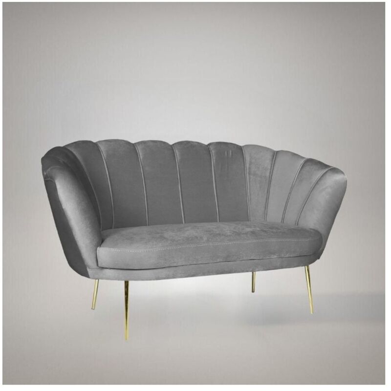 foto del prodotto divano a conchiglia due posti orel velluto grigio 135x76.5x75h