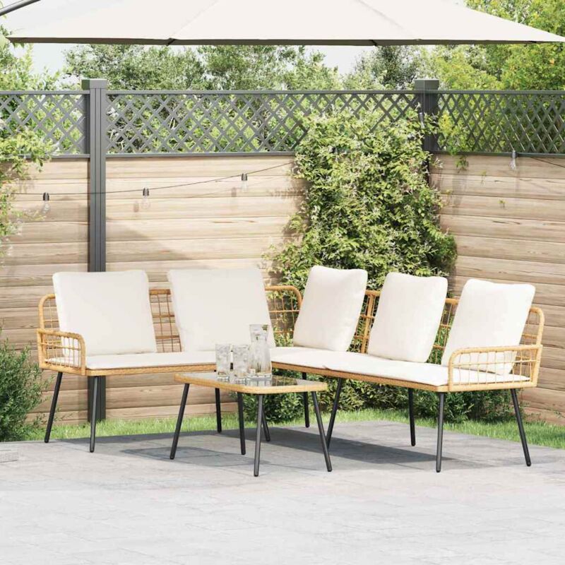 foto del prodotto divano a forma di l naturale 231 x 173 x 78 cm in polyrattan vidaxl
