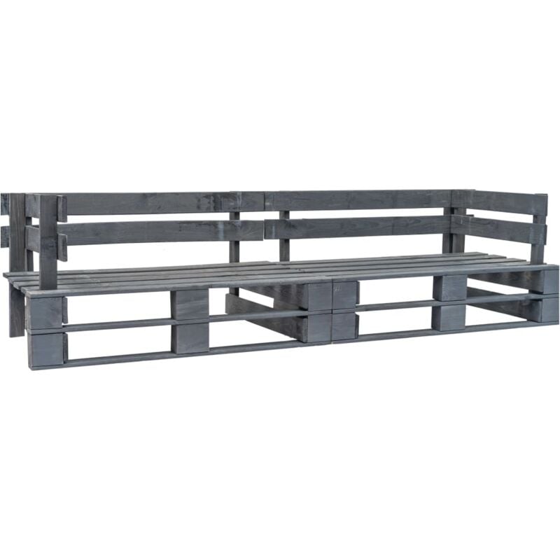 foto del prodotto divano a pallet da giardino 2 posti grigio in legno vidaxl