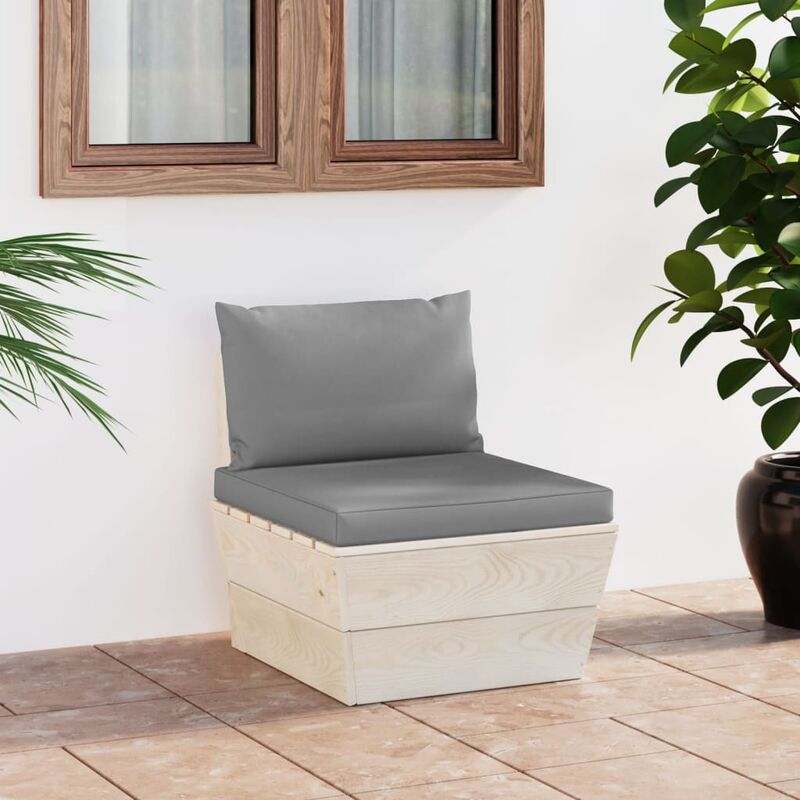 foto del prodotto divano a pallet da giardino, sofa divano relax moderno su pallet e cuscini legno di abete dvb26688 grigio