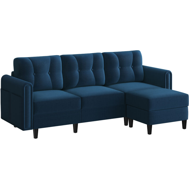 foto del prodotto divano ad angolo 3 posti divano angolare in tessuto 189 136 80 cm chaise longue a forma di l con poggiapiedi rimovibile per salotto soggiorno