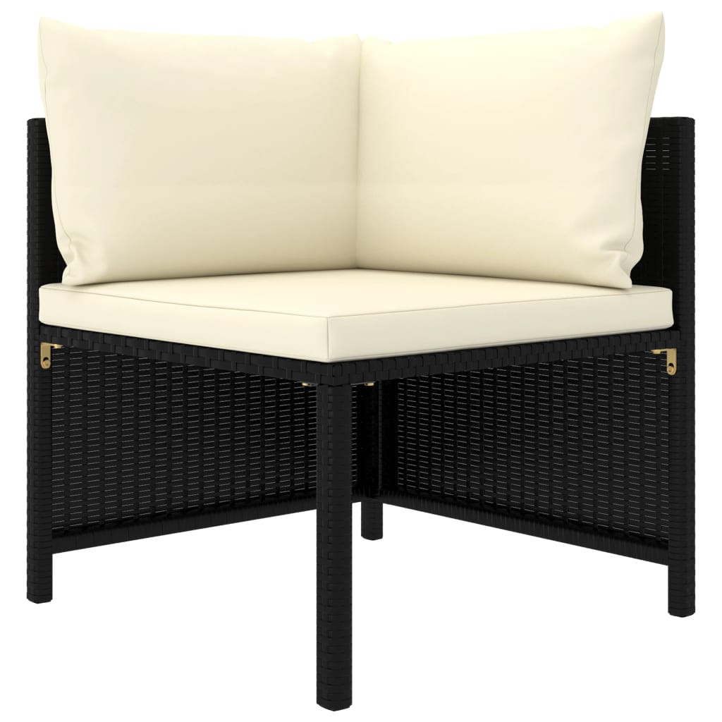 foto del prodotto divano ad angolo modulare con cuscini in polyrattan nero cod mxl 61585